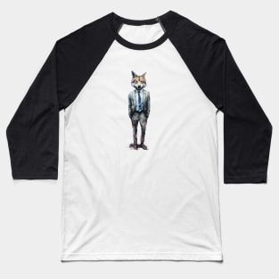 Watercolor Business Fox Baseball T-Shirt